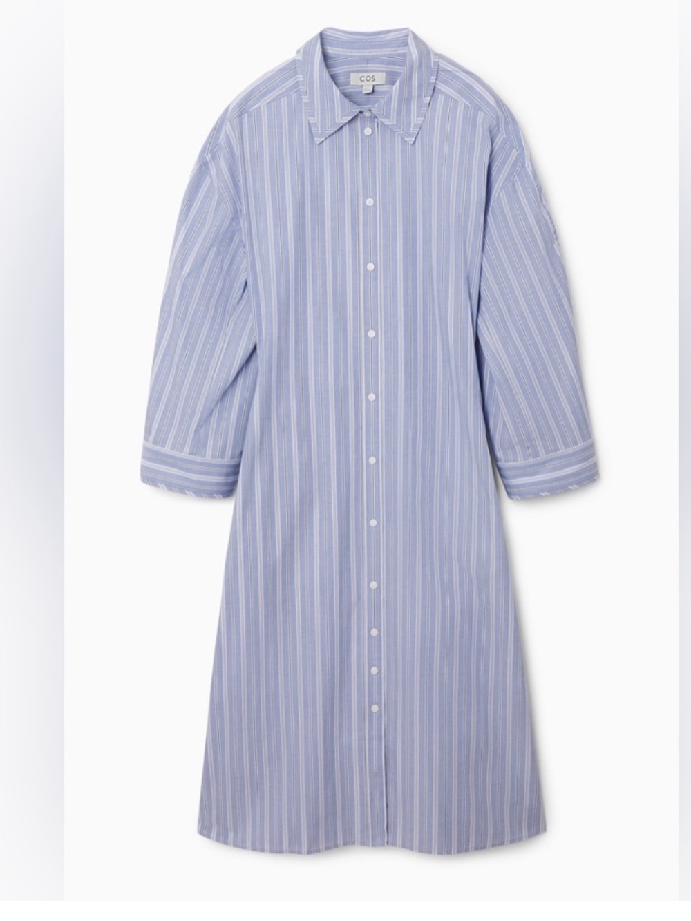 NWT COS Pinstriped Blue Shirt Dress with Pockets 100% cotton